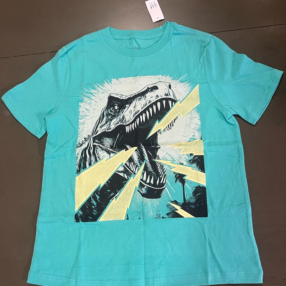 Gap Kids Dinosaur Graphic Kids T-Shirt - Teal NWT Boys Large Size 10